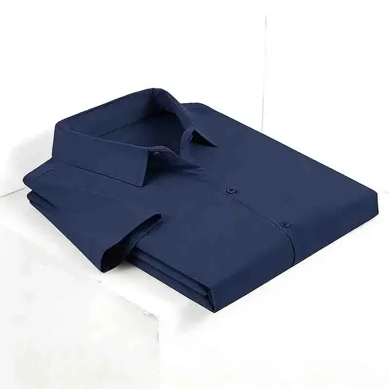 Men's Black Short Sleeve Dress Shirt Slim Fit Non-iron Formal Business Button Down Shirt for Office