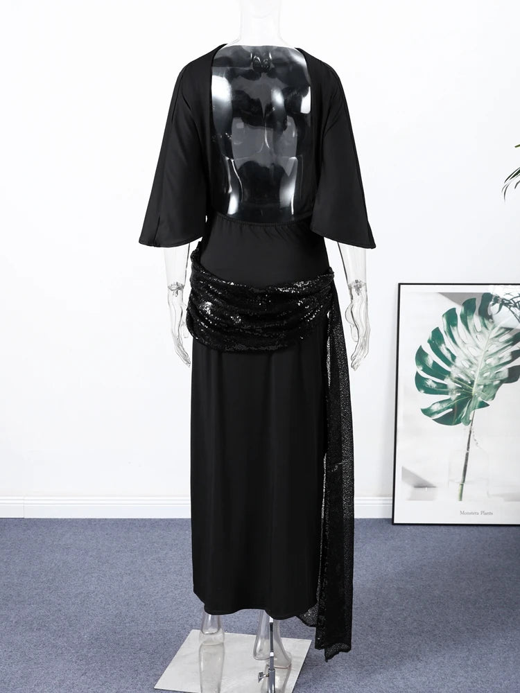 Women's Dresses Evening Dress Sexy Backless Formal Wear Elegant Party Sexy Clothes Velvet Backless Sleevele Midi Dress Gown Wear