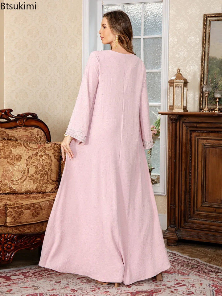 Muslim Abayas Arabic Embroidery Kaftan Women's Elegant Dresses Dubai Kaftan Eid Ramadan Caftan Robe Jalabiya Turkey Morocco Gown