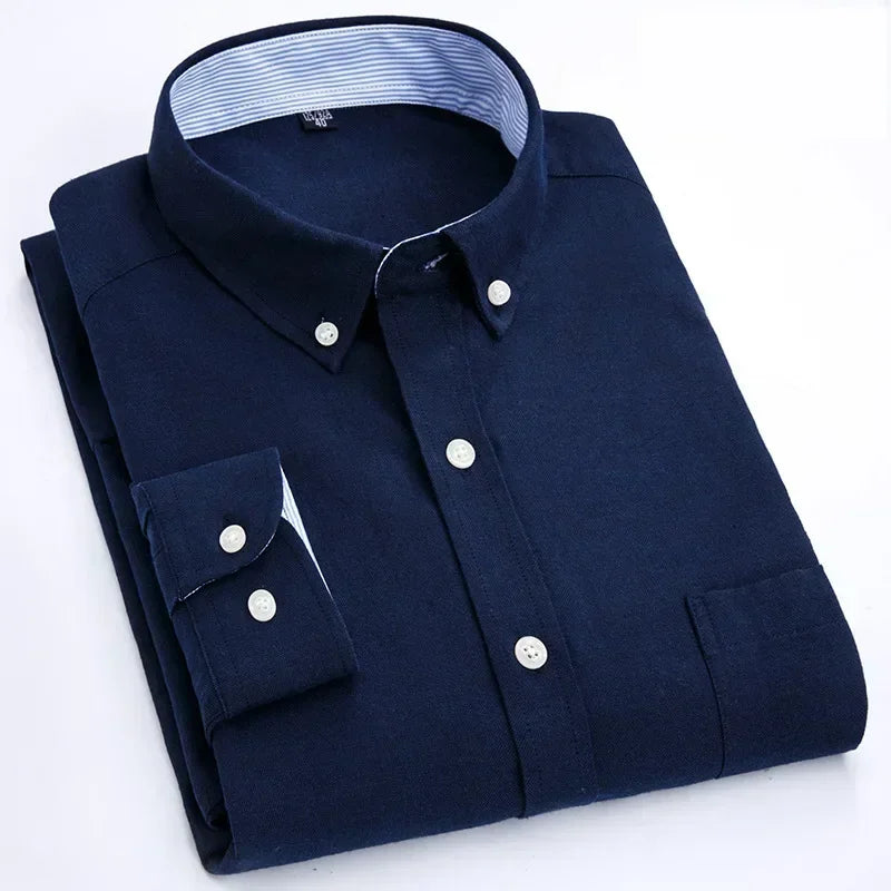Men's Long Sleeve Shirt Spring Summer Autumn Winter Oxford Woven Slim Free Ironing Comfortable Soft Casual Fashion Simple Work