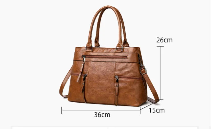 Elegant Women’s PU Leather Handbag – Top-Handle Shoulder & Crossbody Tote
