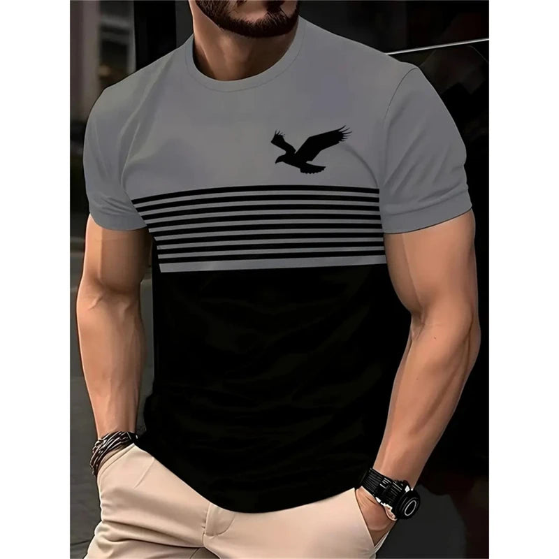 Simple Fashion Striped Graphic T Shirts For Men Summer Casual Short  Sleeve 3D Printed T-shirts Loose Breathable Daily Wear Tees