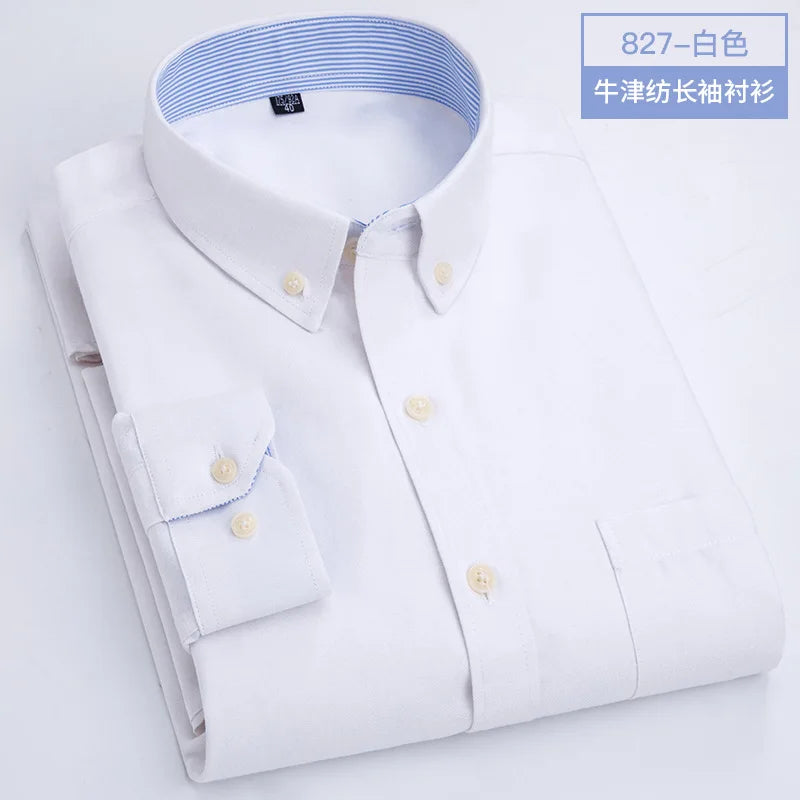 Men's Long Sleeve Shirt Non-Ironing Oxford Spinning Spring Summer Autumn Slim Casual Comfortable All Fashion Fast Color Shirt