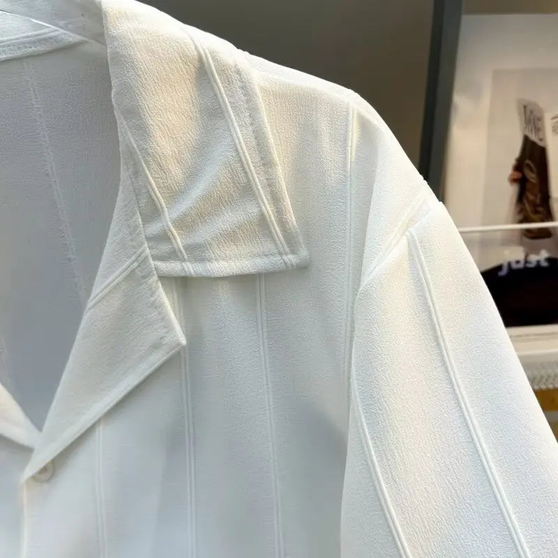 Shirt Men's Short-sleeved White Summer Trend Fashion Trend New Temperament