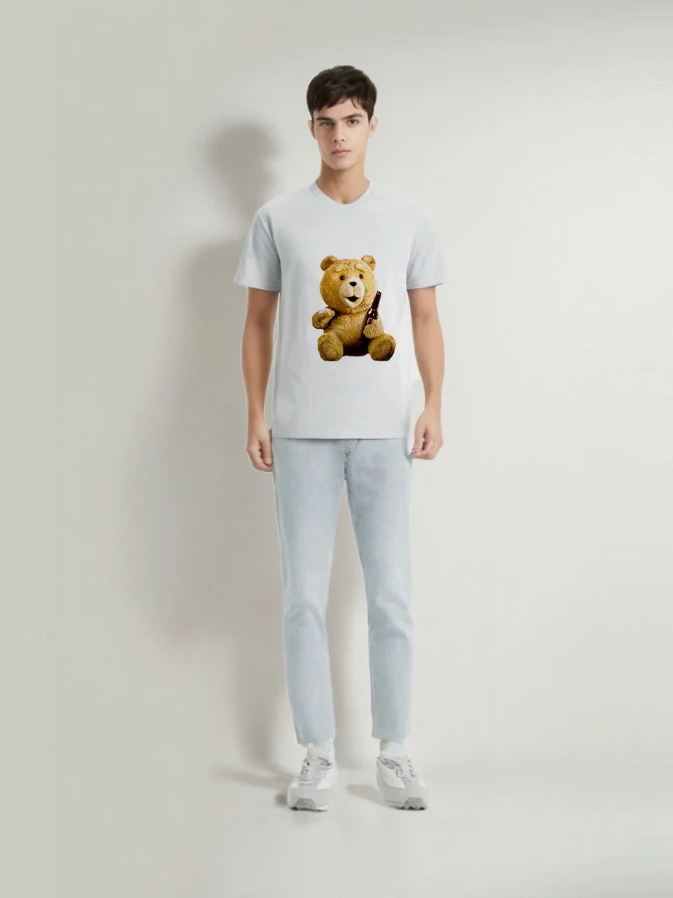 Unisex-T-Shirt mit Cartoon-Bär – Y2K Street Style