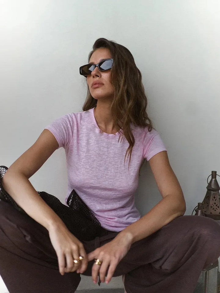 Hirsionsan 2026 New Basic Soft Elegant T Shirts Women Summer Autumn Loose Female Tees Ladies Chic Casual Knitted Soft Woman Tops