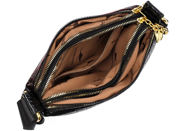 3-Layer Women’s Handbag – Luxury Patent Leather Crossbody & Shoulder Bag