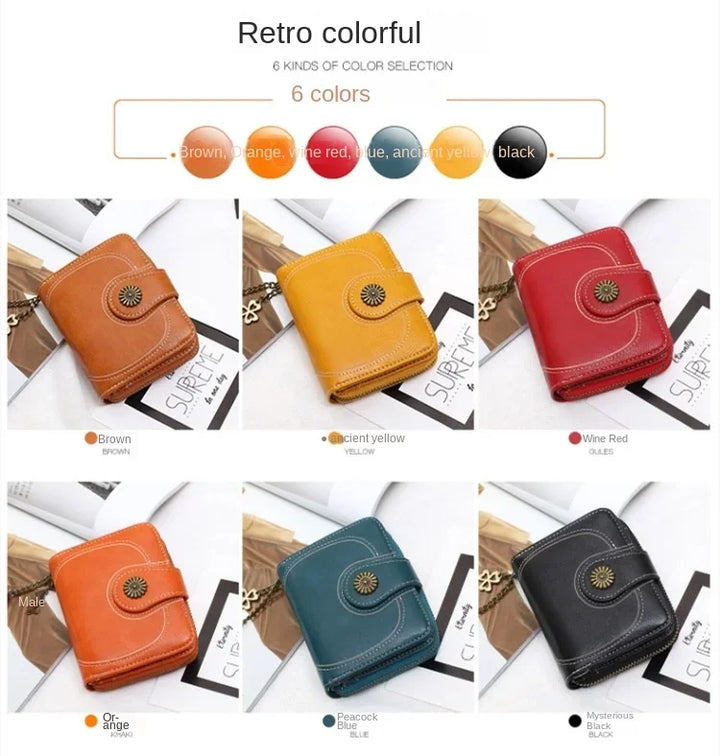 Women’s PU Leather Wallet – Small Coin Card Holder Short Clutch Purse
