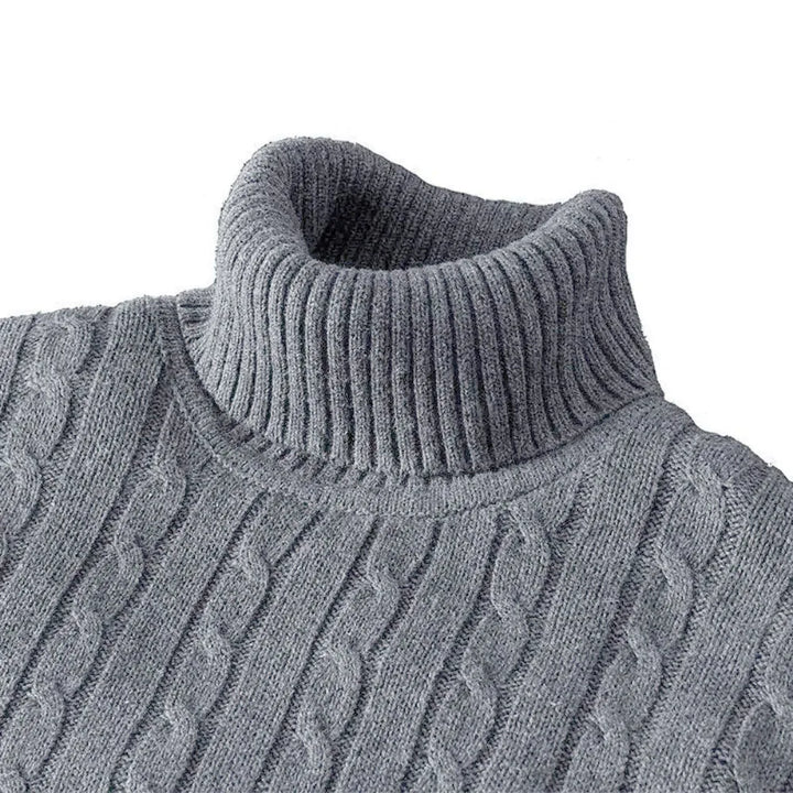 Men’s Turtleneck Sweater – Solid High Neck Knitted Pullover, Fall/Winter