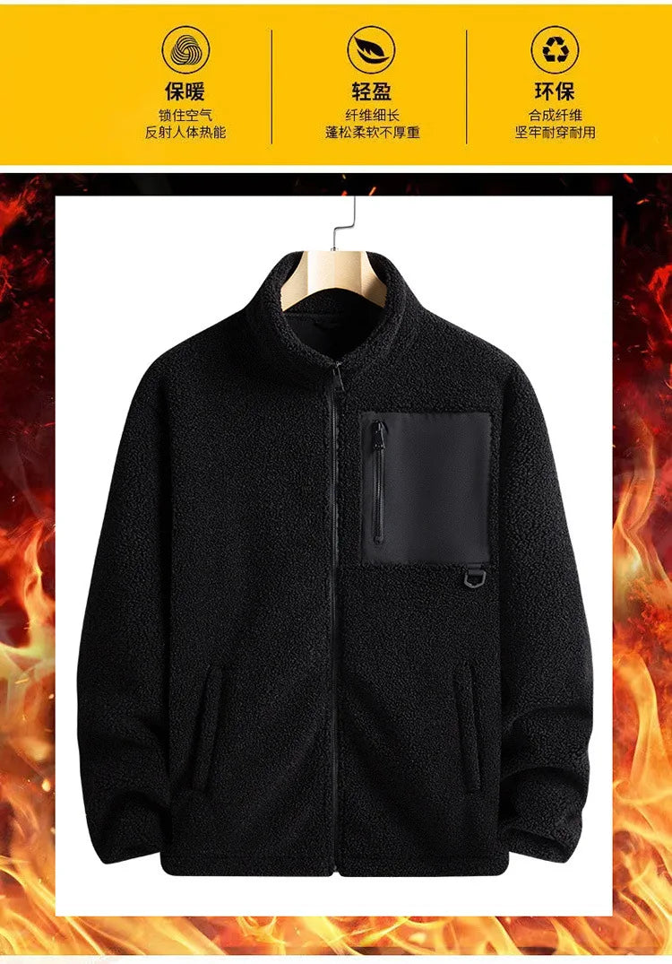 Men’s Warm Polar Fleece Jacket – Casual Outdoor Winter Coat