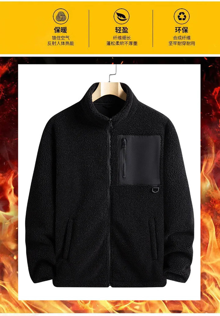 Men’s Warm Polar Fleece Jacket – Casual Outdoor Winter Coat