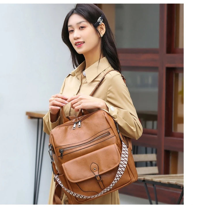 Women’s PU Leather Backpack – Fashion Anti-Theft Shoulder Bag