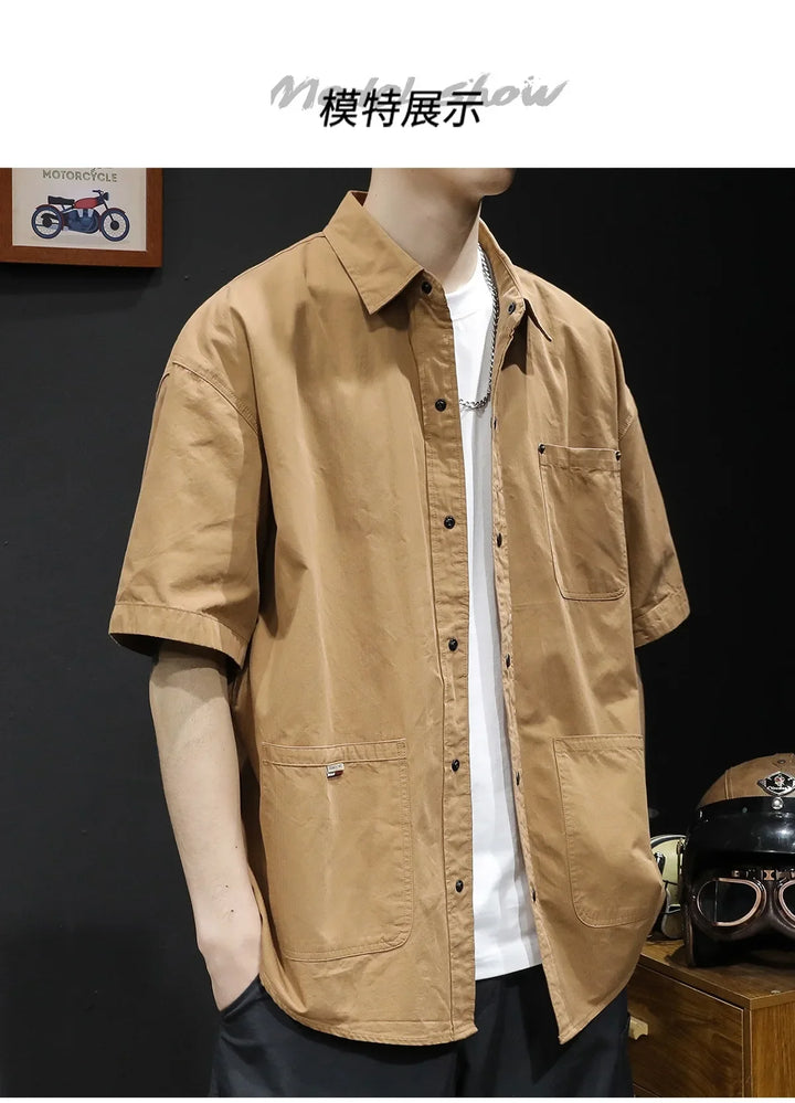 T-shirt Short-sleeved Shirt Men's Trendy Brand Trendy Shirt Summer Casual Work Clothes Loose Summer Trendy